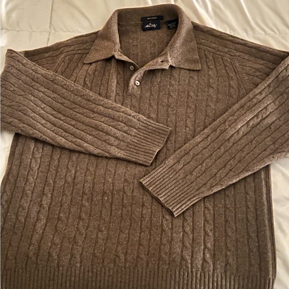 Allen Solly 100% cashmere light brown men’s sweater w/ collar XL